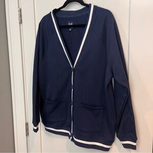 GAP Navy Varsity Style Cardigan Sweater Size L